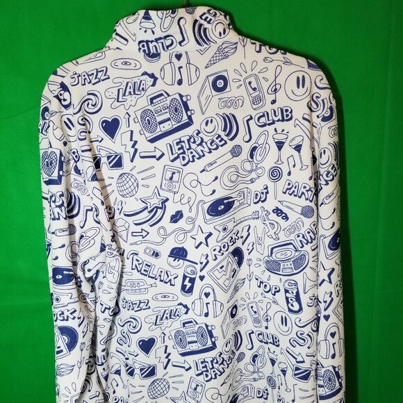 Golf Gentry Men's 1/4 Zip Long Sleeve Size XL Blue White Loud Party Design - Picture 3 of 7